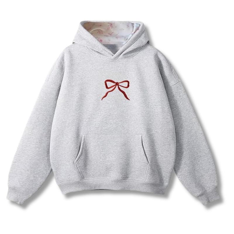 Ribbon Embroidery Hoodie With Floral Lining for Women 