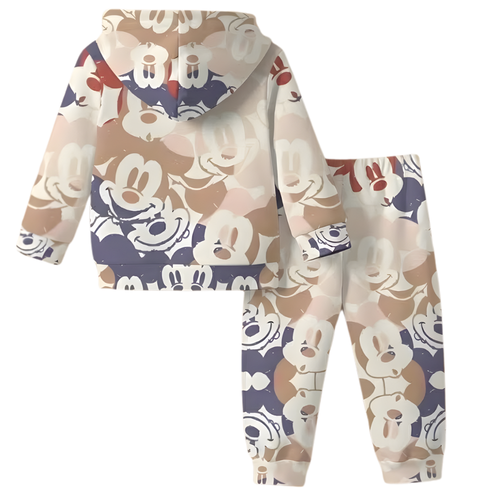 Cartoon Print Graphic Hoodie And Sweatpants Set For Boys