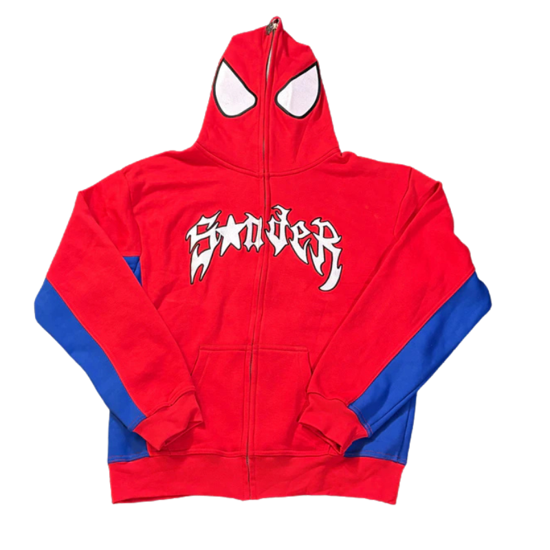 Full Zip Hoodie With Spider Mask Design