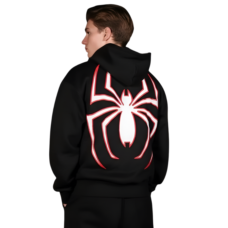 Full Zip Hoodie With Spider Mask Design