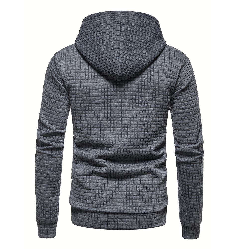 Jacquard Check Pullover Hoodie With Hoodie For Casual And Training Wear