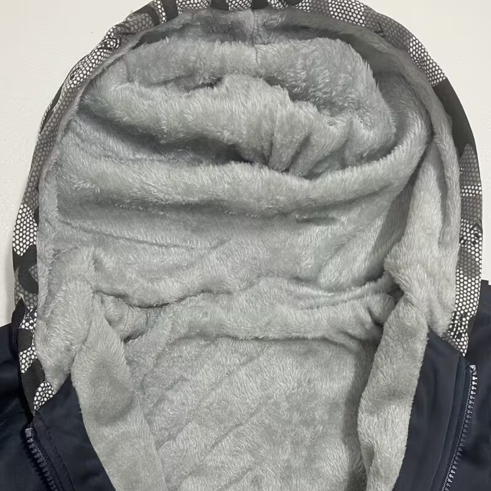 Casual Warm Fleece Lining Knit Zip Front Hoodie For Winter