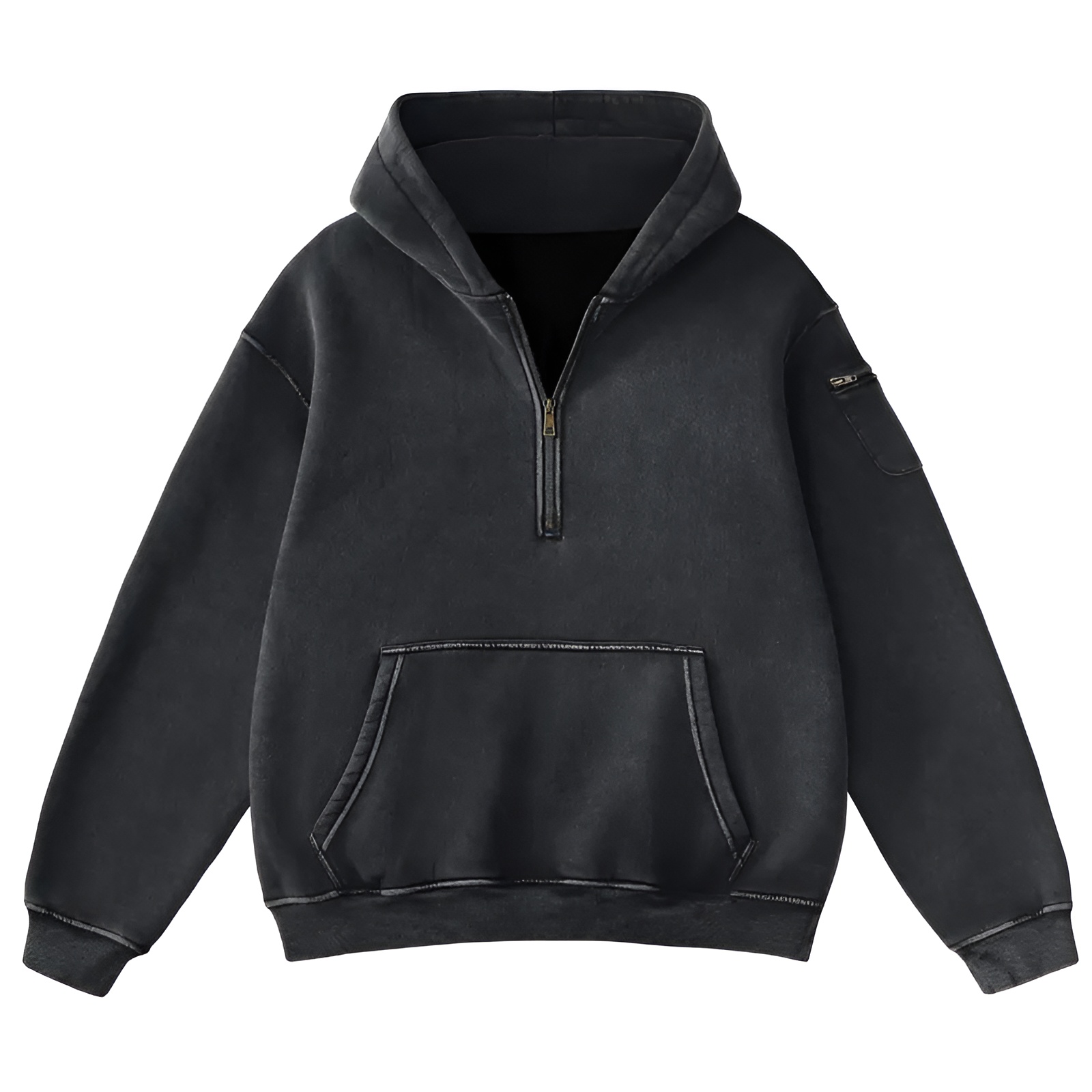 Oversized Hoodie for Women Heavyweight Fleece Half Zip Pullover with Kangaroo Pocket