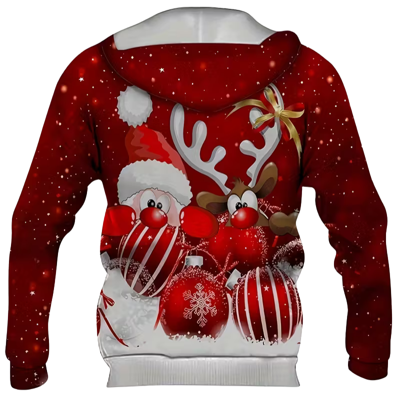 Casual Christmas Santa Printed Hoodie For Men