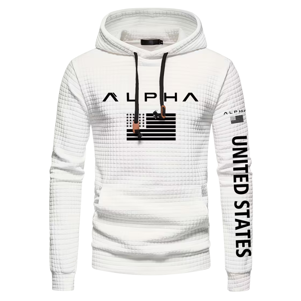 ALPHA Men Patriotic Hoodie With American Flag 