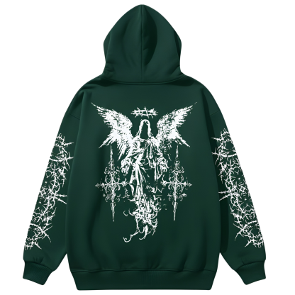 Men Angel Gothic Graphic Print Hoodie