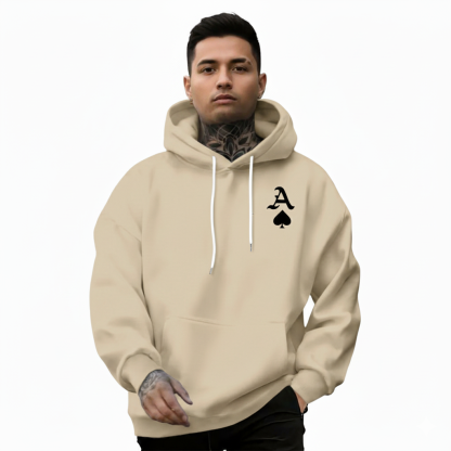 Men Casual Hoodie With Playing Cards Print