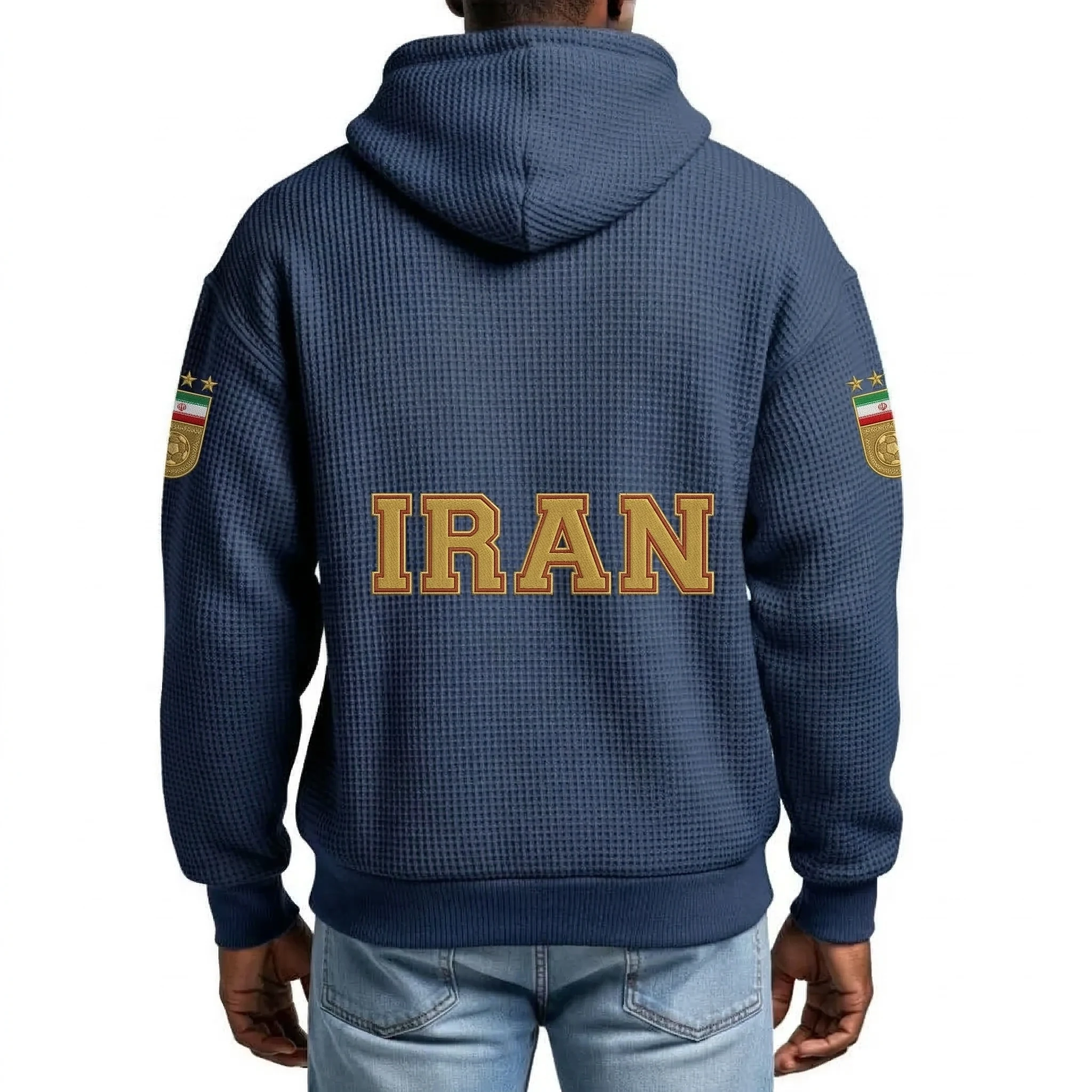 Iran Printed Waffle Quarter Zip Football Fan Hoodie