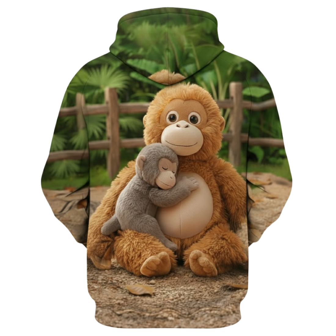 Mama And Punch Monkey Hooded Pullover Sweatshirt