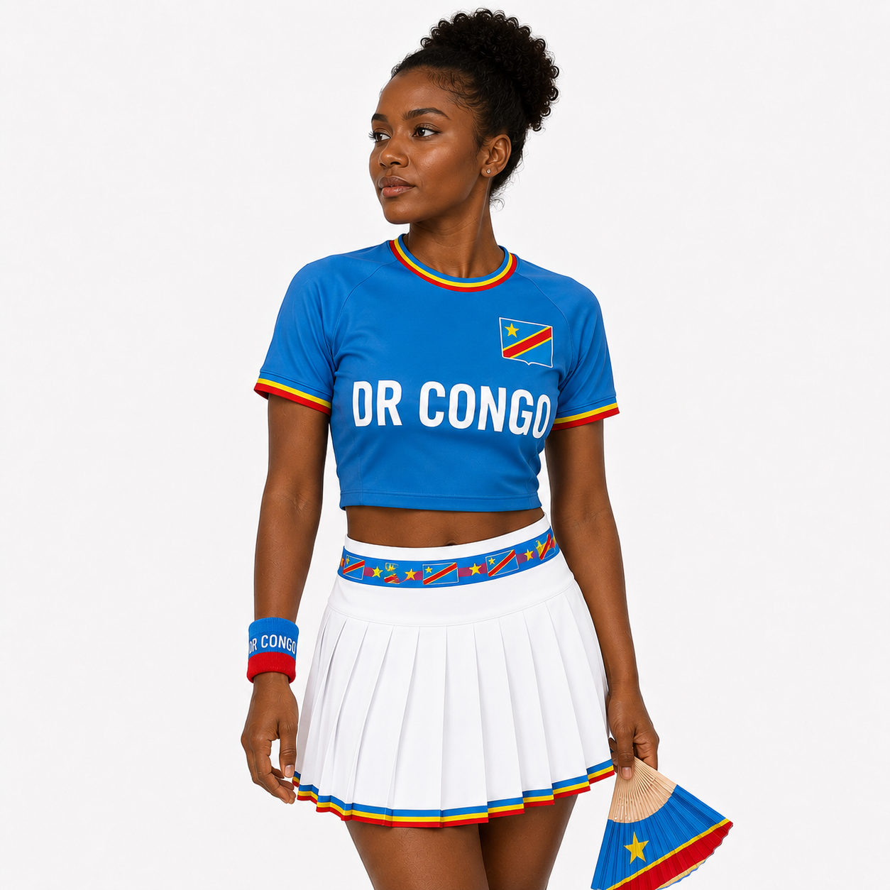 FIFA 2026 Democratic Republic Of The Congo Football Themed Two Piece Skirt Set For Women