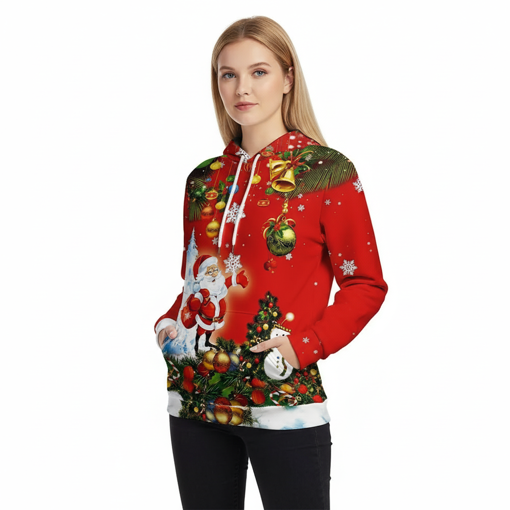 3D Graphic Printed Casual Hooded Sweatshirt