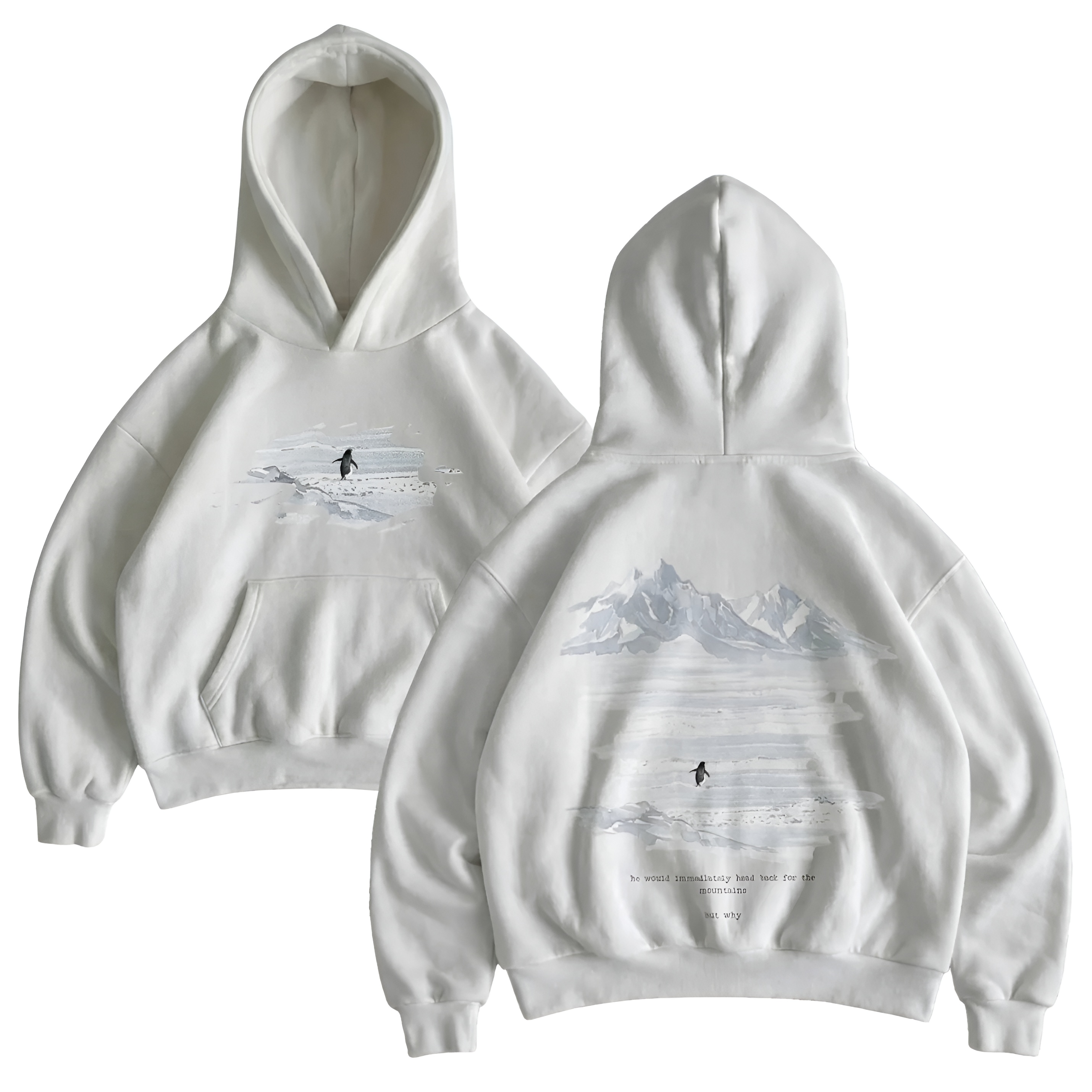 Penguin Graphic Printed Oversized Streetwear Hoodie