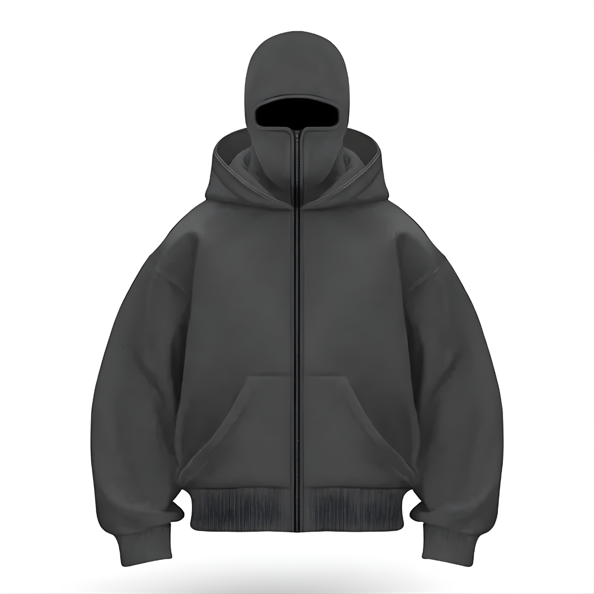 Oversized Zip Up Hoodie With Built In Mask