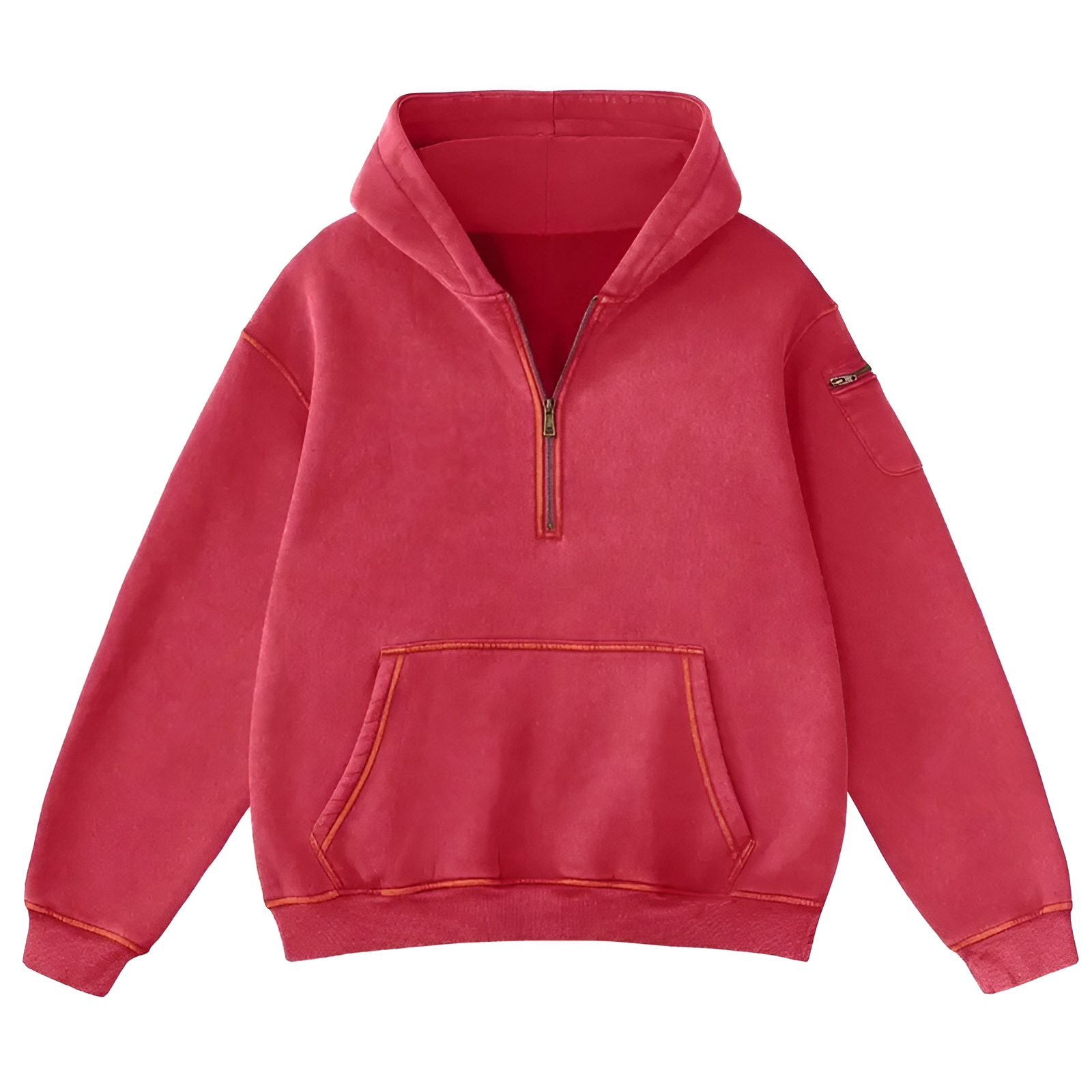 Oversized Hoodie for Women Heavyweight Fleece Half Zip Pullover with Kangaroo Pocket