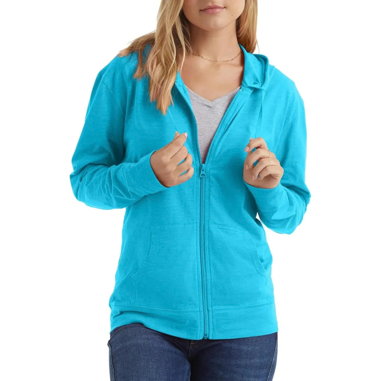 Casual Lightweight Full Zip Hoodie For Women