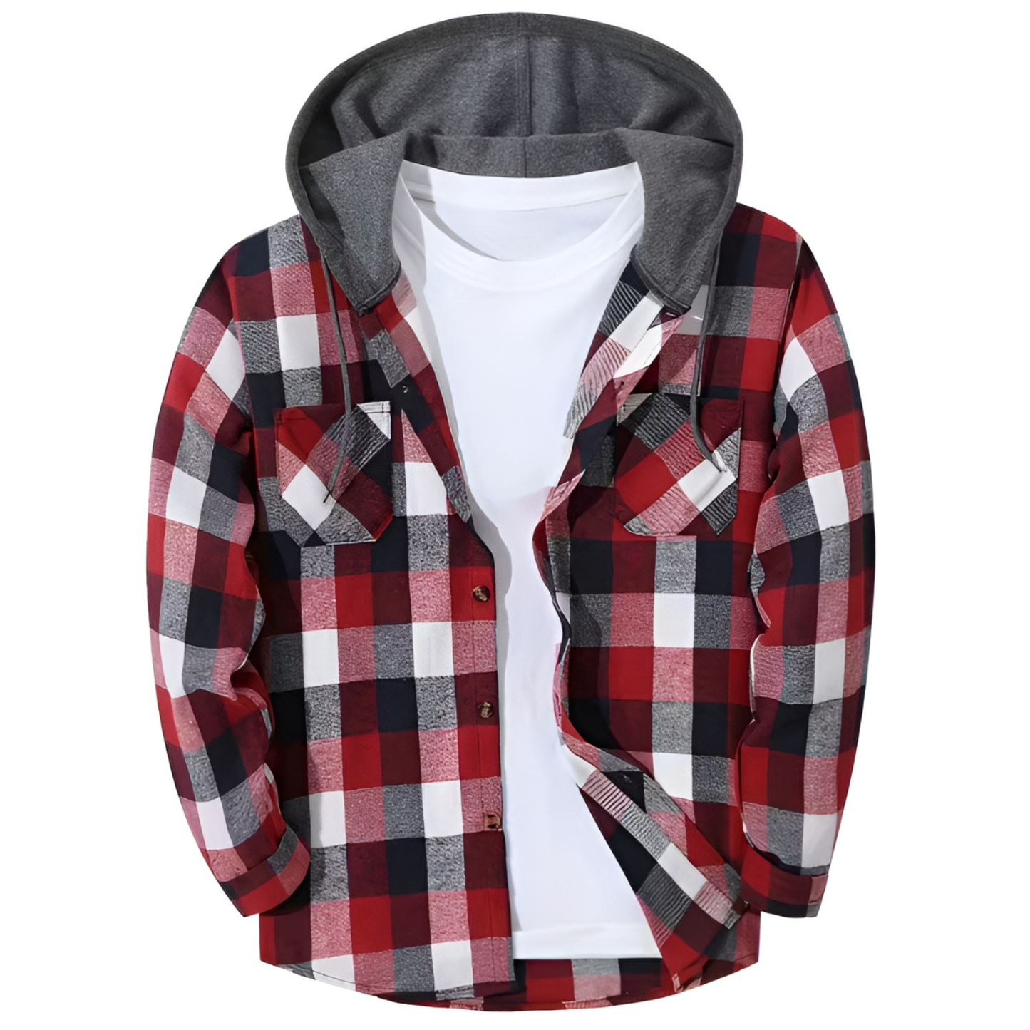 Men Sporty Pullover Button Front Closure Hoodie