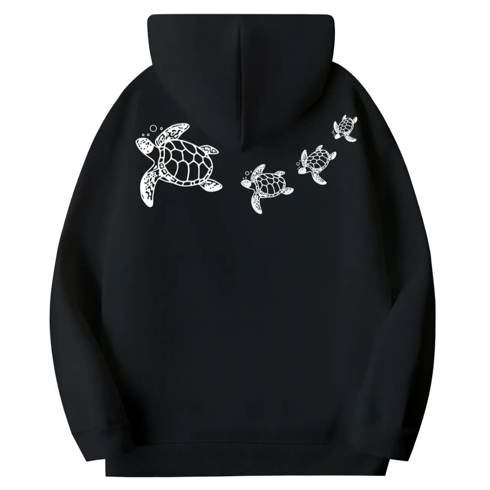 Women Plus Size Oversized Sea Turtle Print Hoodie 