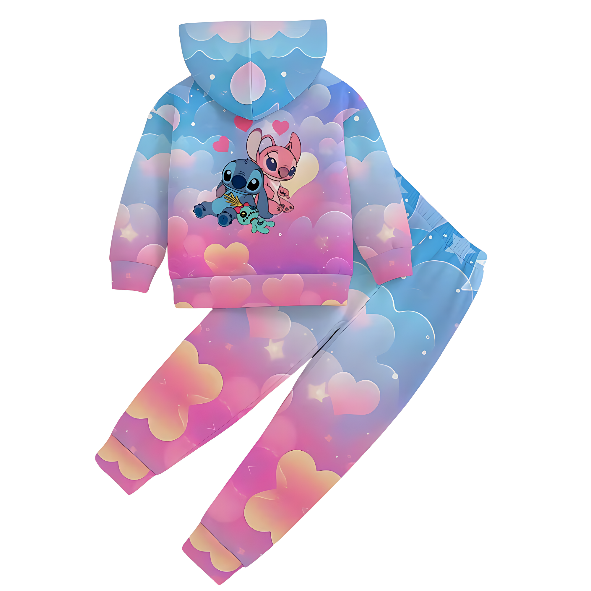 2 Piece Lilo Stitch Hoodie Sweatpants Set For Girls 
