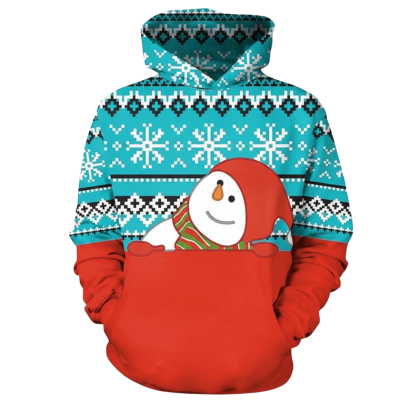 Christmas Snowman Graphic Print Hoodie For Kids
