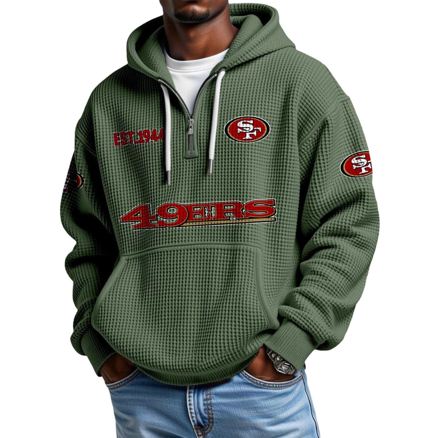49ers EST 1944 Waffle Quarter Zip Hoodie