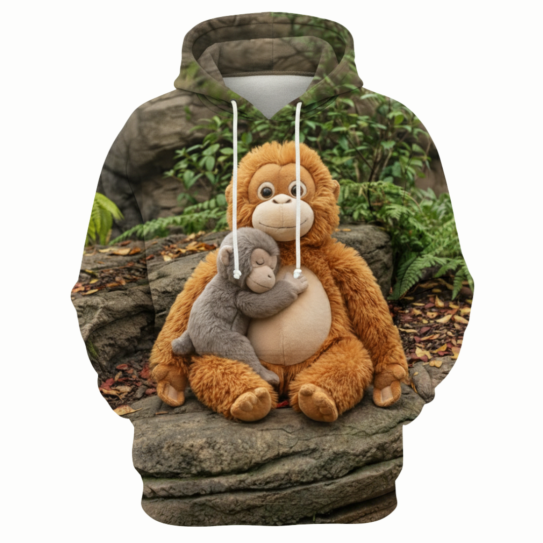 Mama And Punch Monkey Printed Pullover Hoodie