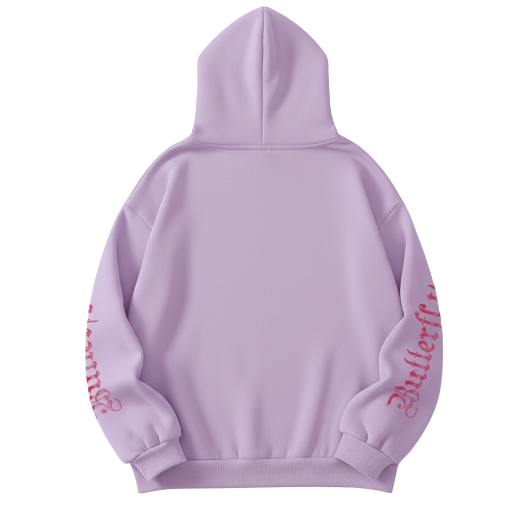 Casual Butterfly Printed Drawstring Hoodie For Women