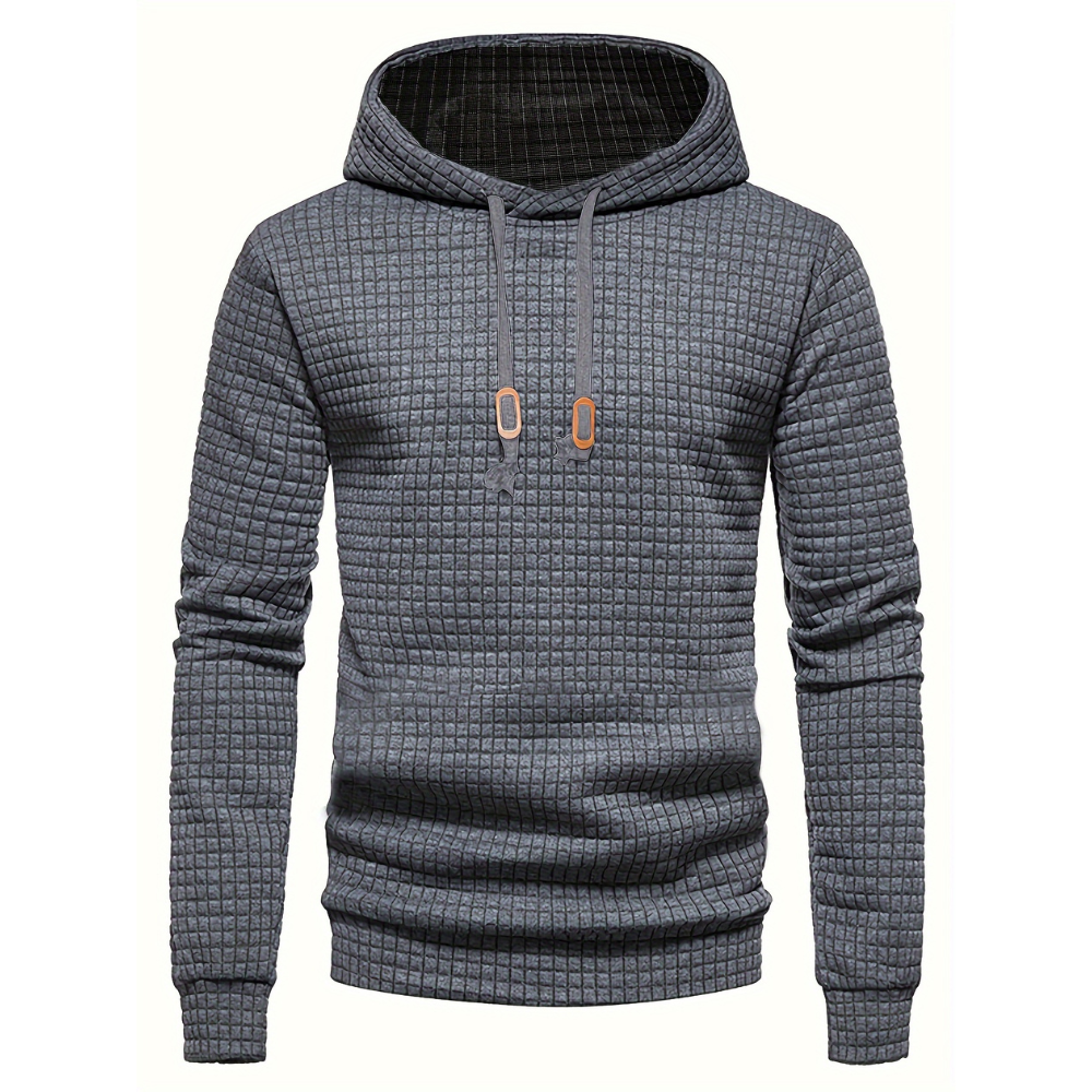 Jacquard Check Pullover Hoodie With Hoodie For Casual And Training Wear