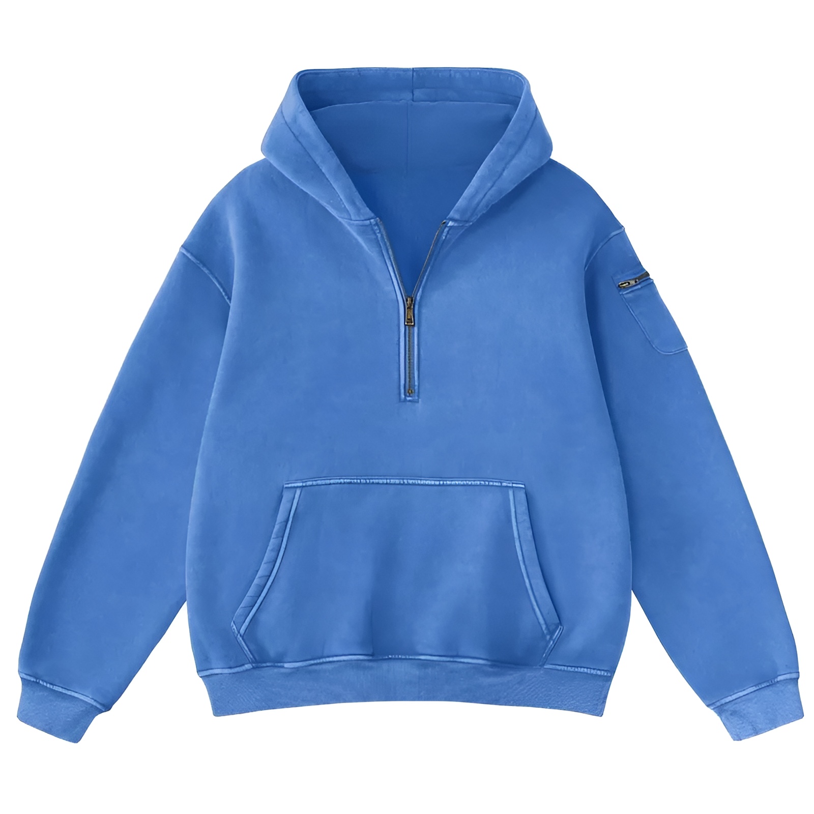Oversized Hoodie for Women Heavyweight Fleece Half Zip Pullover with Kangaroo Pocket
