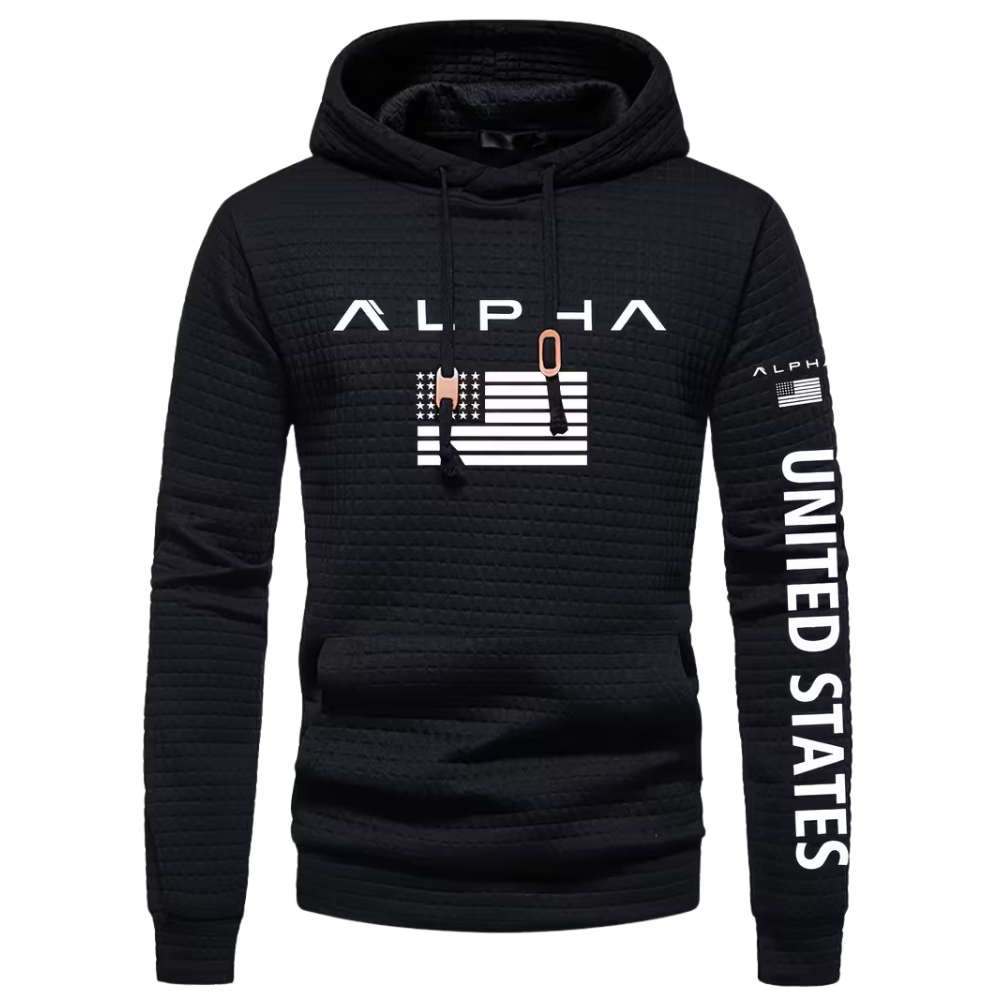 ALPHA Men Patriotic Hoodie With American Flag 