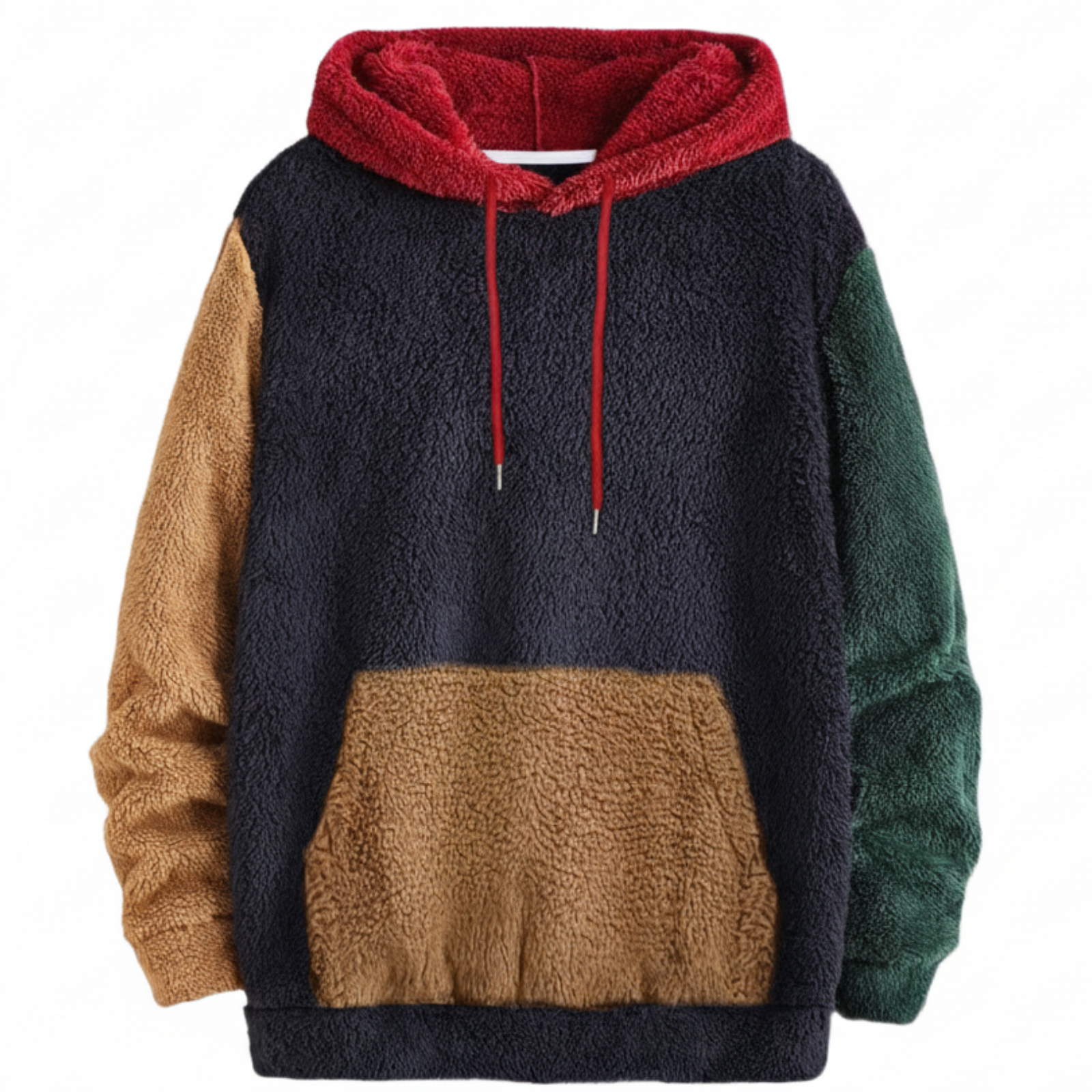 Men Multicolor Fleece Hoodie with Patch