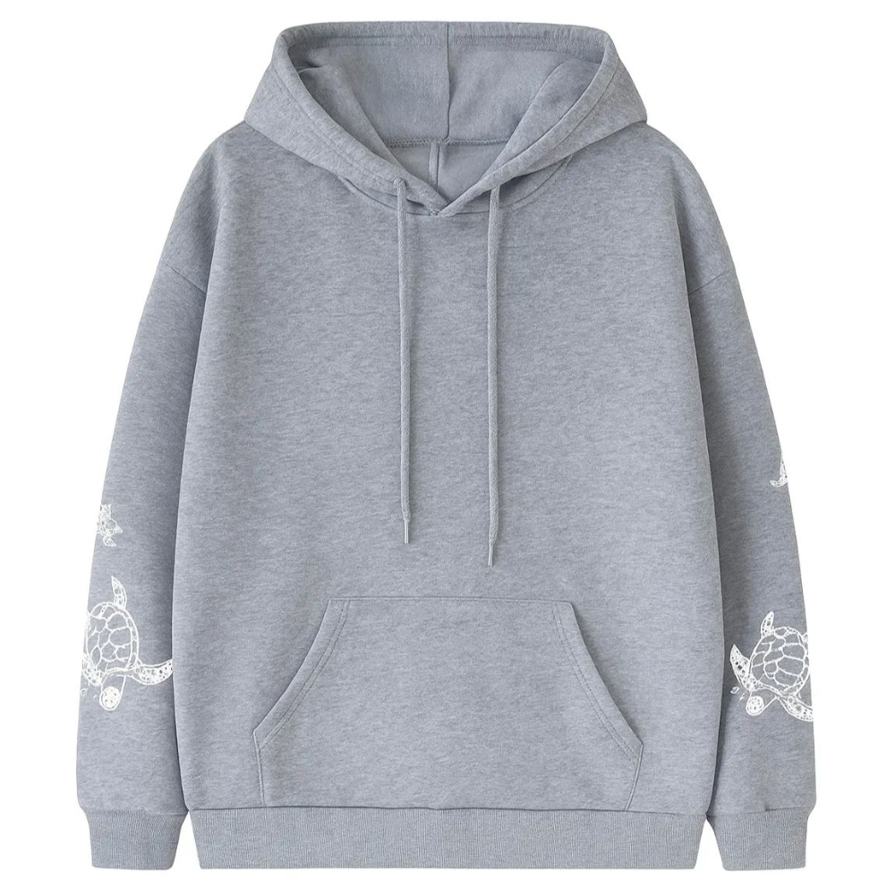 Women Plus Size Oversized Sea Turtle Print Hoodie 