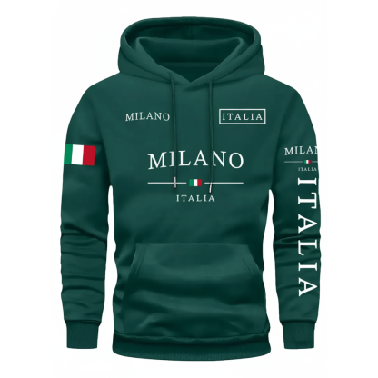 Milan Flag Inspired Geometric Print Hoodies For Couples