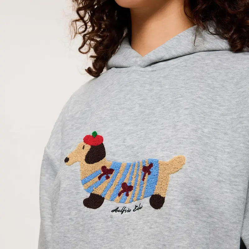 Cartoon Dog Print Oversized Pullover Hoodie For Men