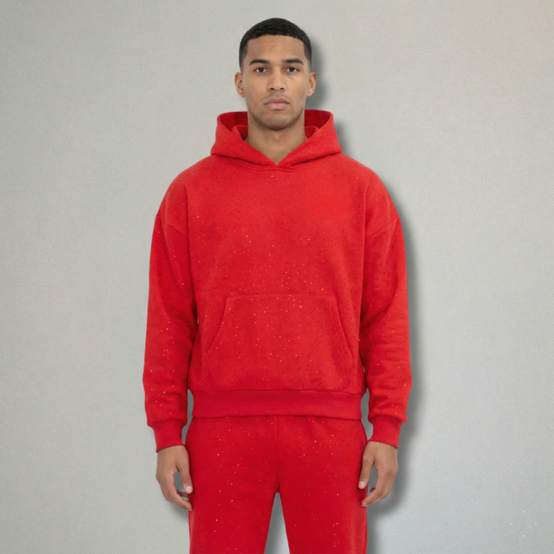 Rhinestone Detail Pullover Hoodie With Hood