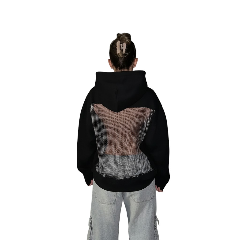 Backless Long Sleeve Gothic Mesh Hoodie For Women