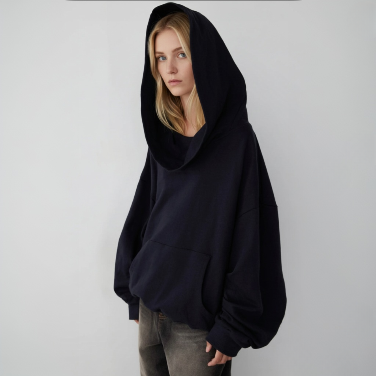 Casual Loose Fit Hoodie with Kangaroo Pocket