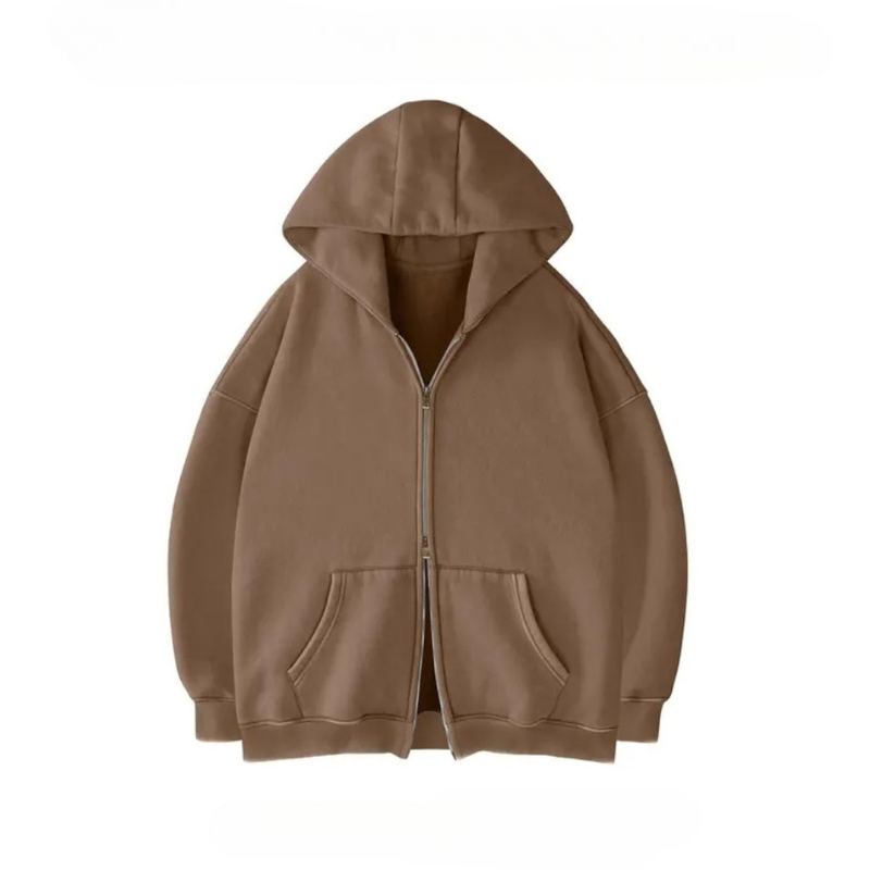 Oversized Zipper Hoodie With Vintage Wash