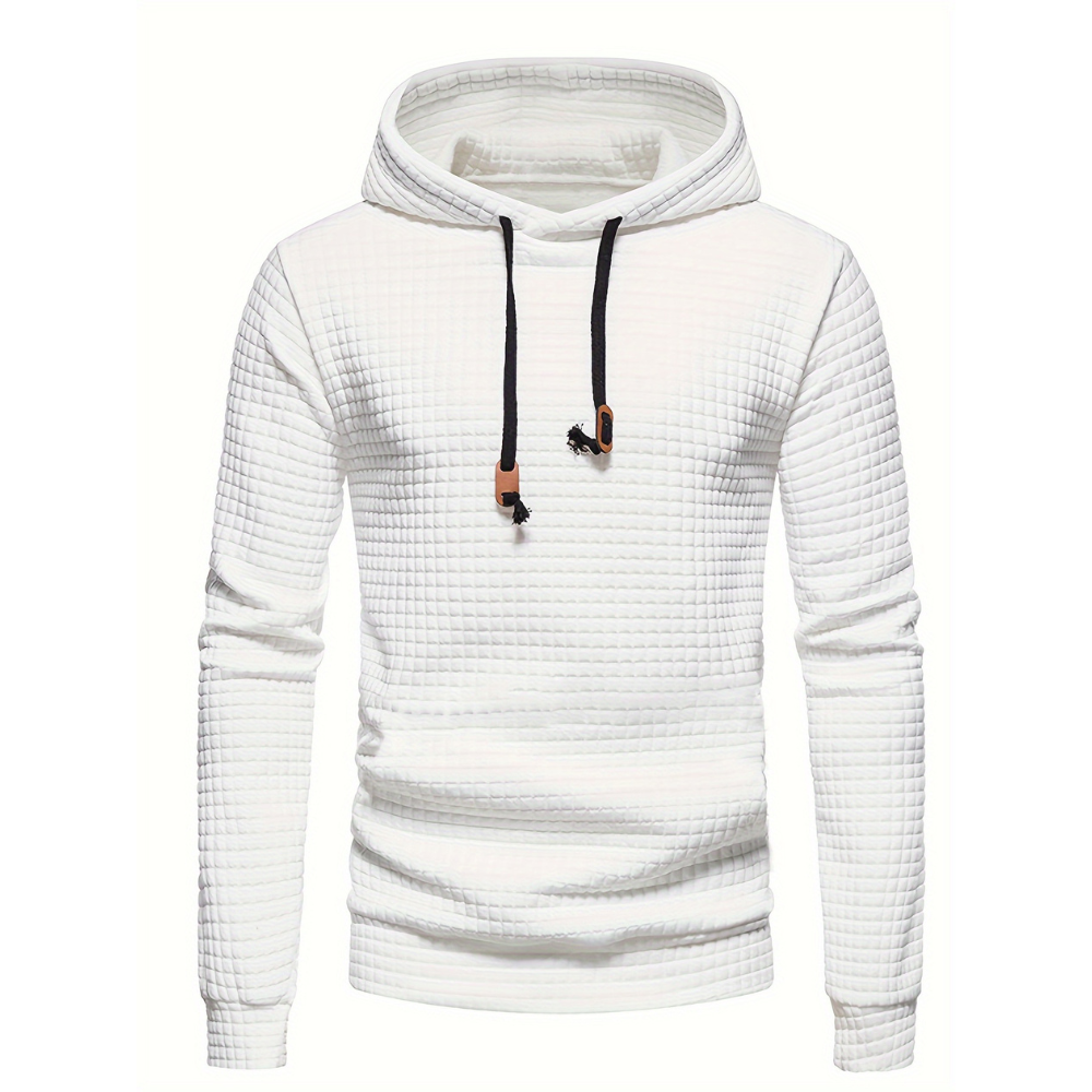 Jacquard Check Pullover Hoodie With Hoodie For Casual And Training Wear