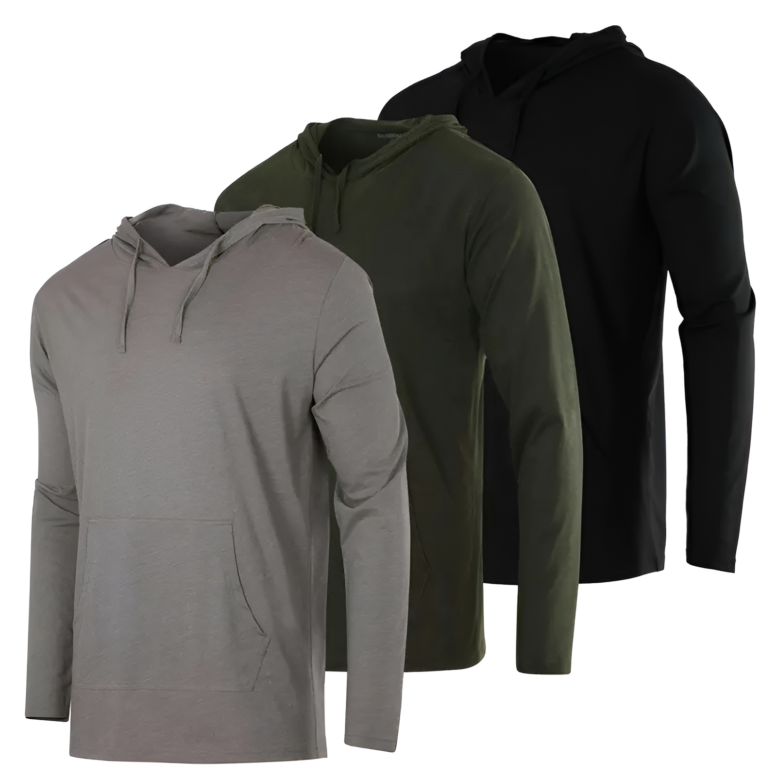 3 Pack Men Cotton Lightweight Casual Pullover Drawstring Hoodie