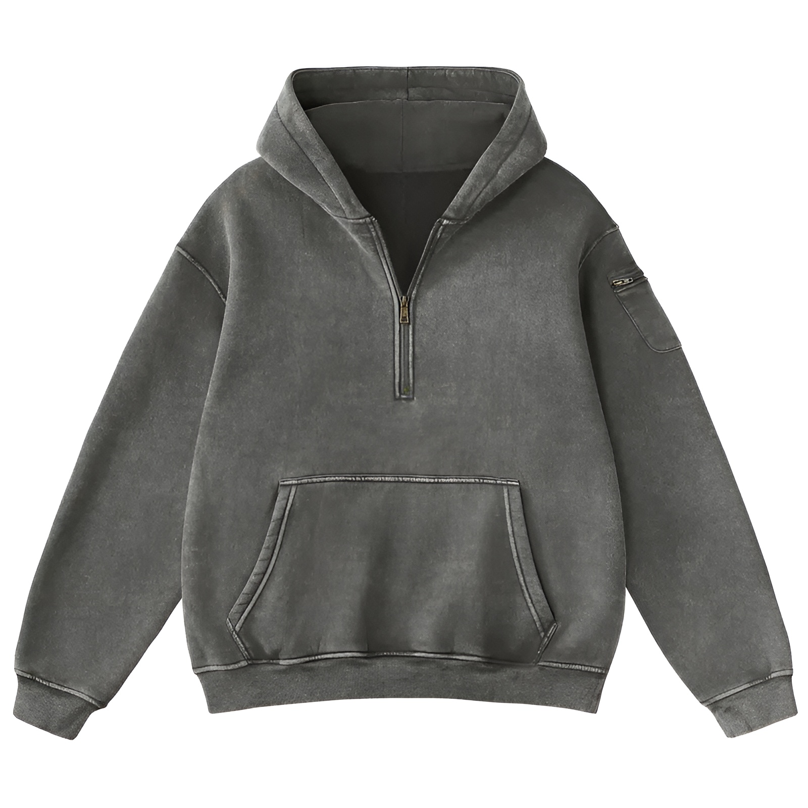 Oversized Hoodie for Women Heavyweight Fleece Half Zip Pullover with Kangaroo Pocket