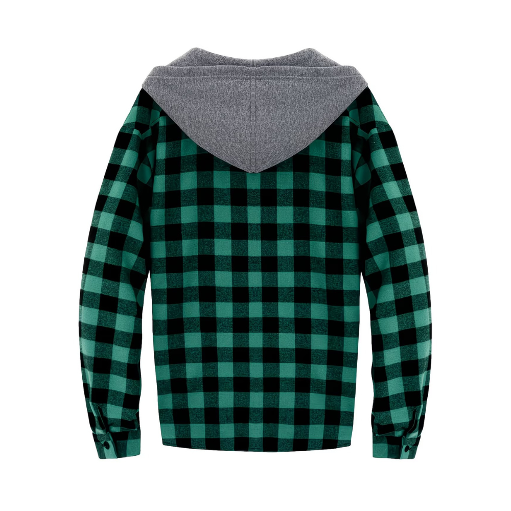 Button Front Hooded Plaid Shirt With Casual Layered Style
