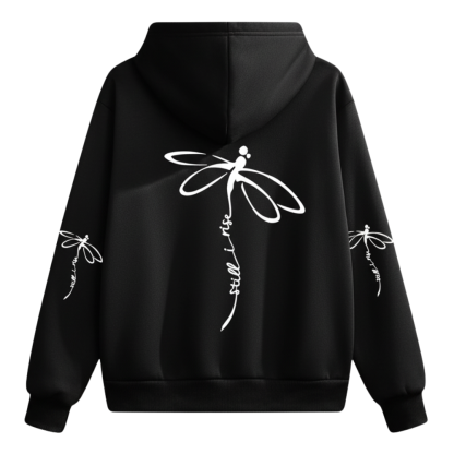 Dragonfly Print Long Sleeve Pullover Casual Hoodie