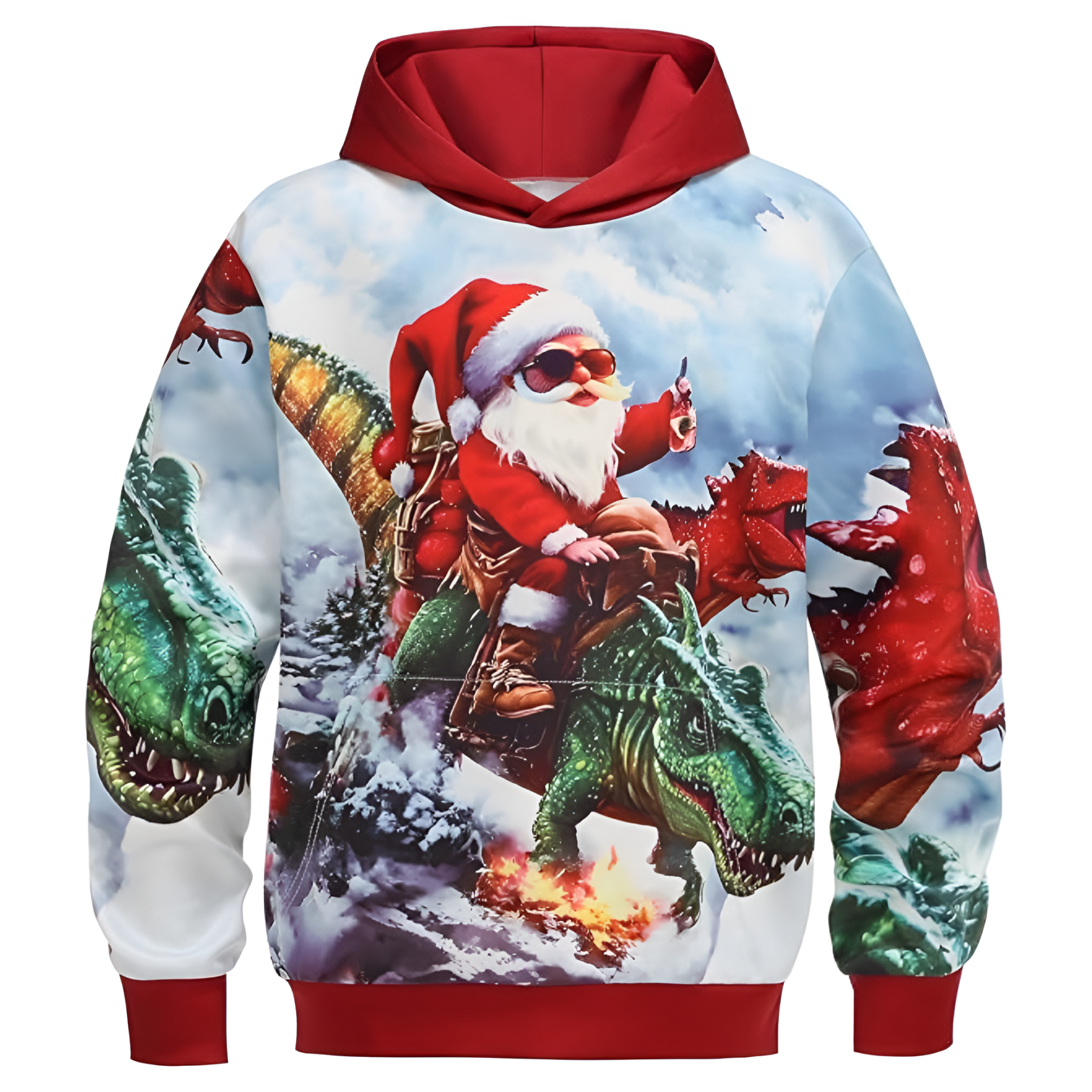 Ugly Christmas Reindeer 3D Graphic Print Hoodie For Kids
