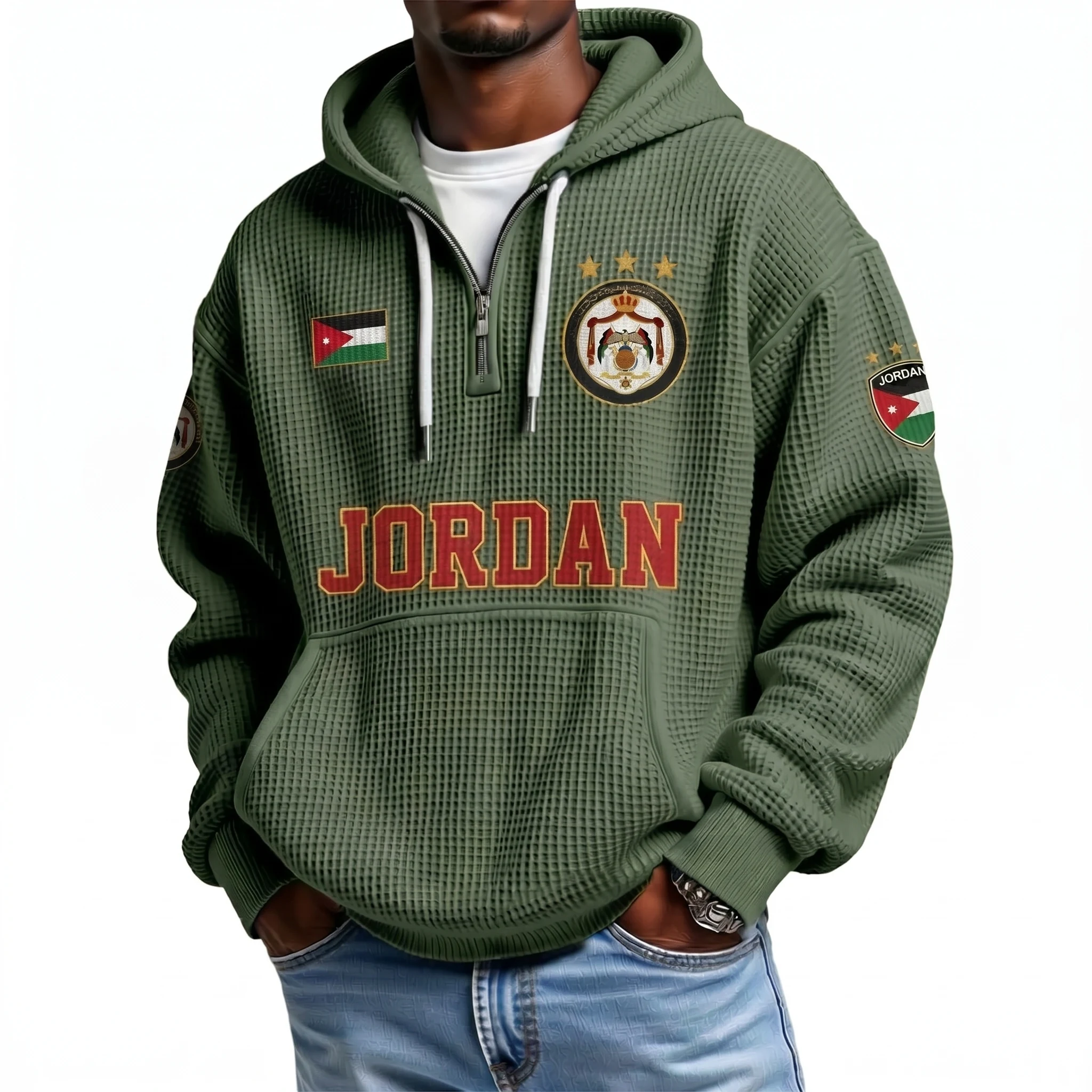 Jordan Printed Waffle Quarter Zip Football Fan Hoodie