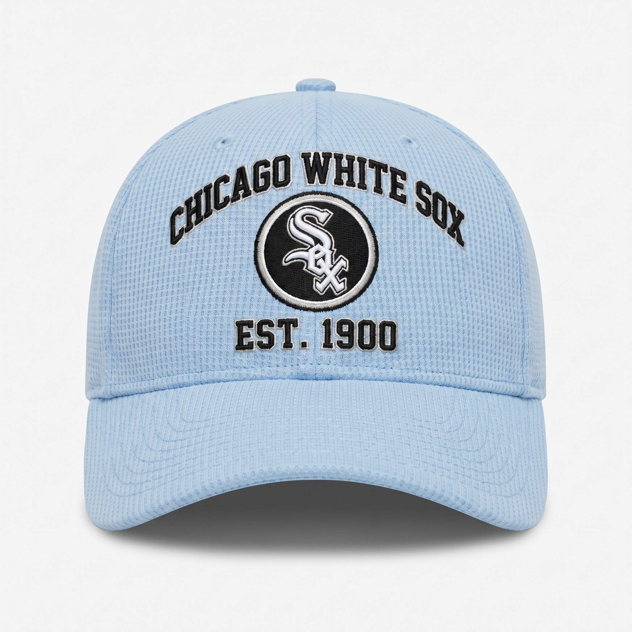 Chicago White Sox light blue waffle-knit baseball cap with embroidered SOX wordmark patch