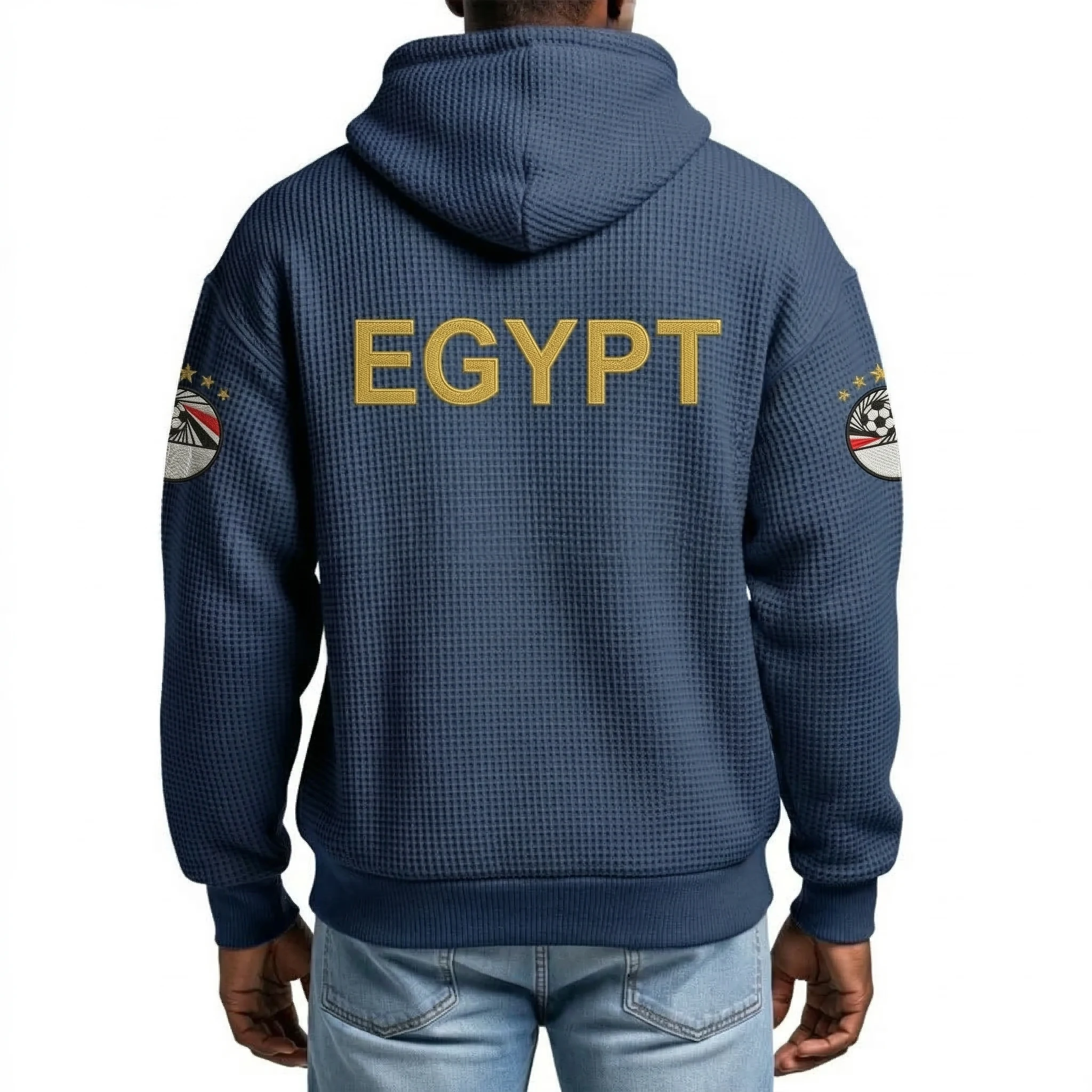 Egypt Printed Waffle Quarter Zip Football Fan Hoodie