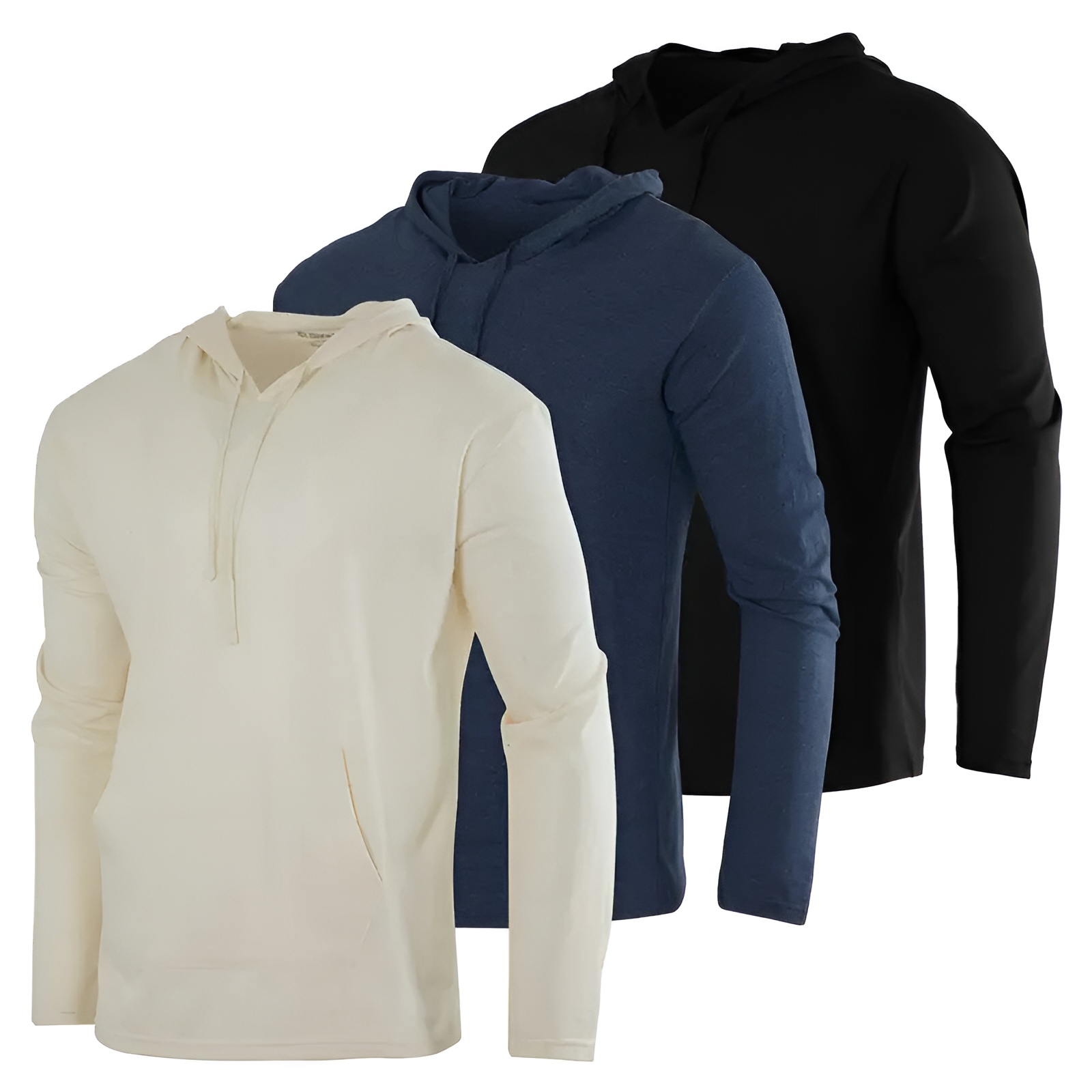 3 Pack Men Cotton Lightweight Casual Pullover Drawstring Hoodie