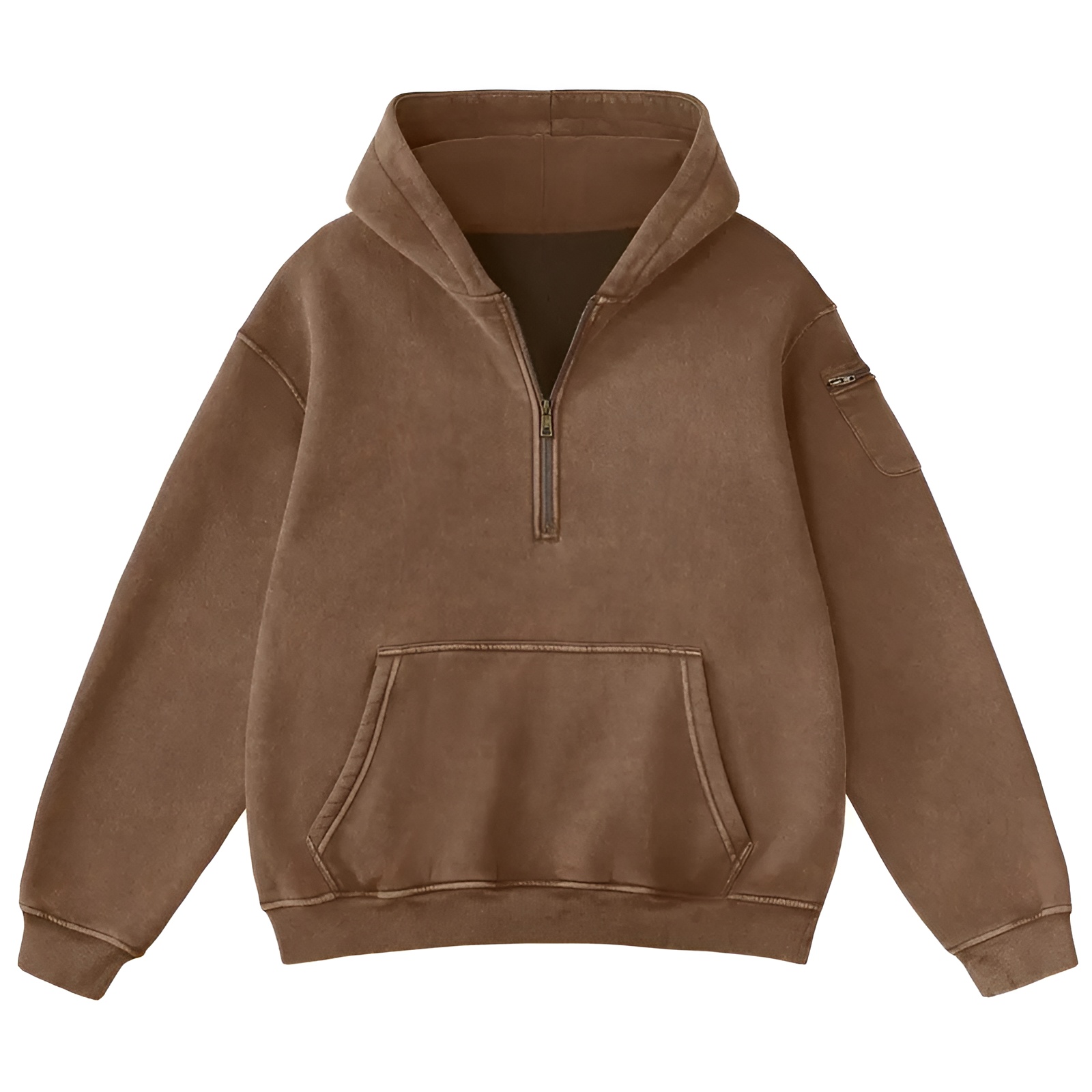 Oversized Hoodie for Women Heavyweight Fleece Half Zip Pullover with Kangaroo Pocket
