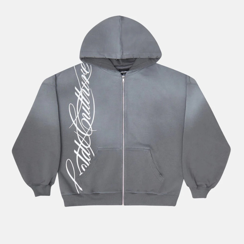 Full Zip Hoodie With Graphic Print