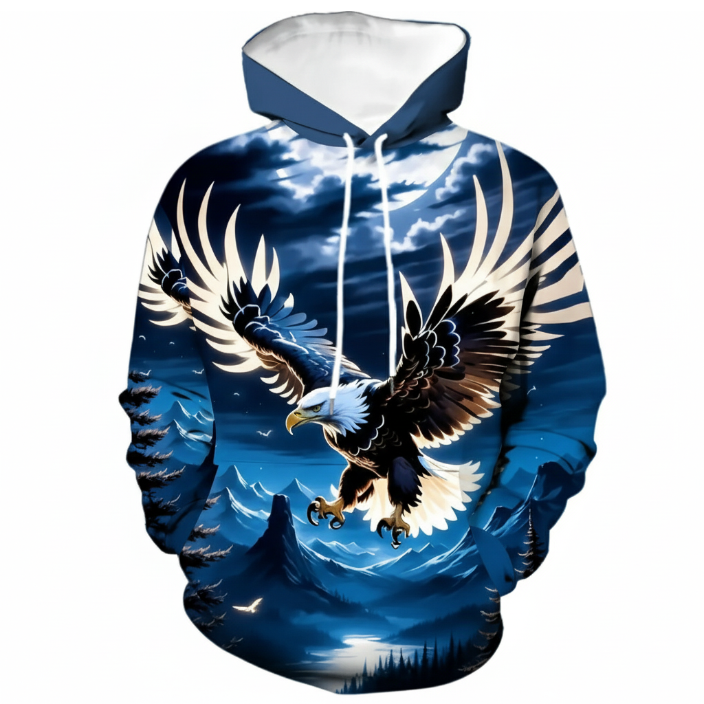 Men Eagle Pullover Hoodie Graphic Casual Sweatshirt